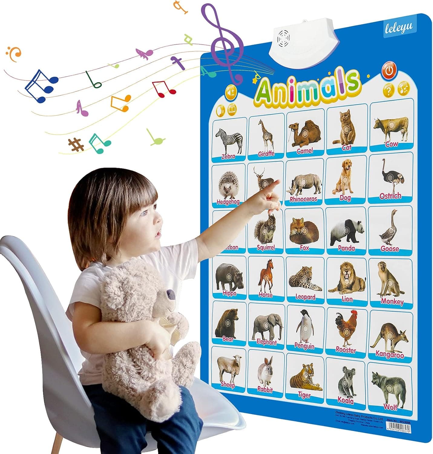 Electronic Interactive Alphabet Wall Chart,Alphabet Poster, Talking Animal & Music Poster, Best Education Toys for 1-5years Old, Toddler Toys for Boys & Girls, Kids Fun Learning at Daycare, Preschool1