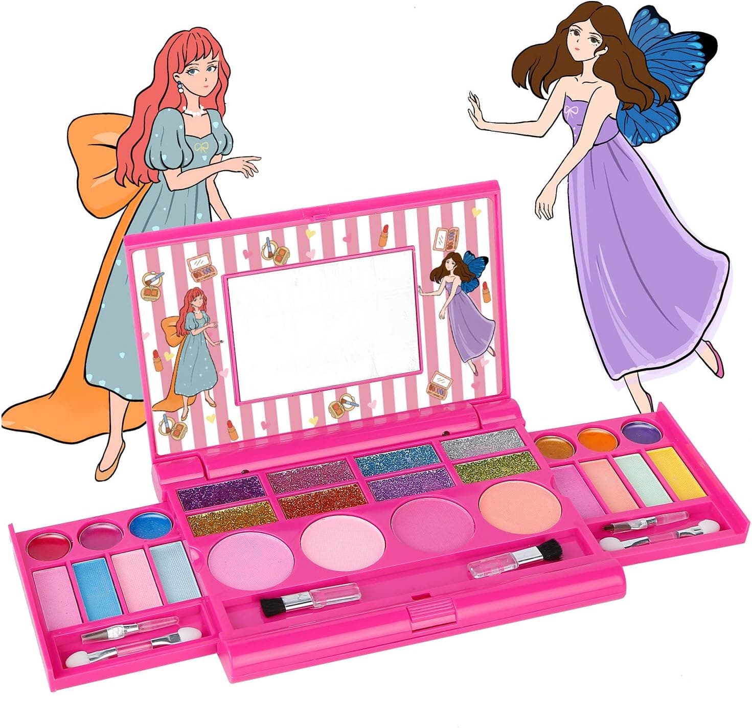 sdaymol Girls Make Up Set,Fold Out Makeup Palette with Mirror Washable Kids Makeup Kit for Girls,Safety Tested- Non-Toxic