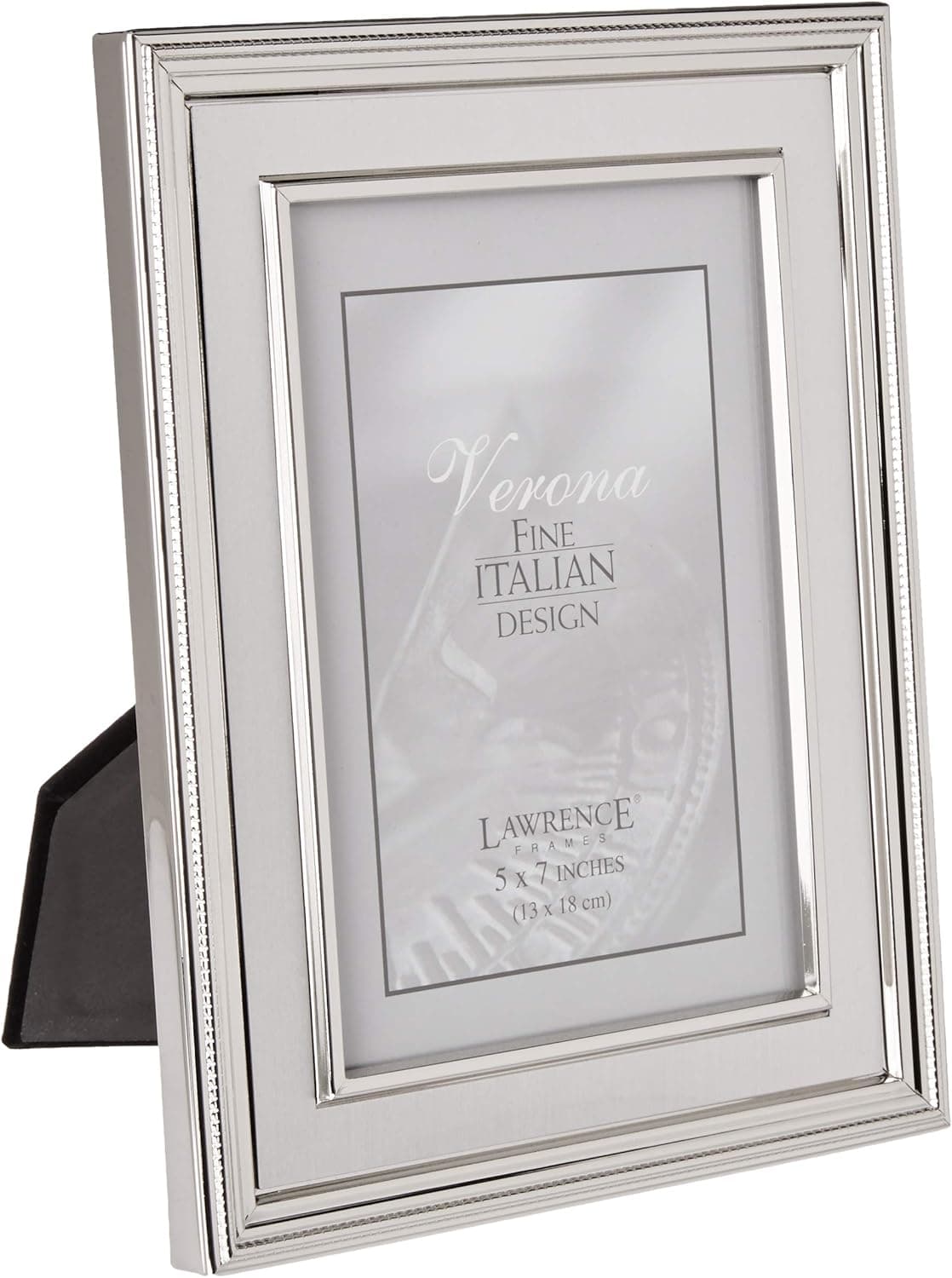 Lawrence Frames 5 by 7-Inch Silver Plated Metal Picture Frame, Brushed Silver Inner Panel