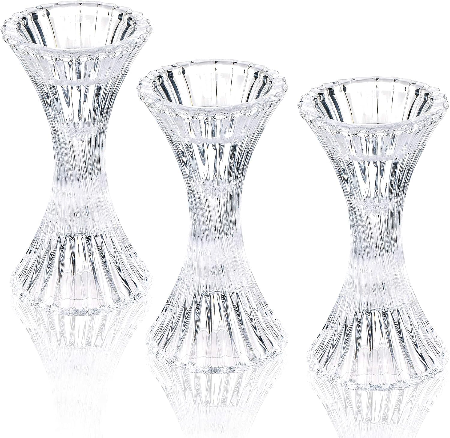ENJINKAIL Taper Candle Holders - Glass Candlestick Holders, Decorative Candle Sticks Set of 3, for Formal Events, Wedding, Church, Fall, Holiday DéCor, Table Centerpiece Decoration