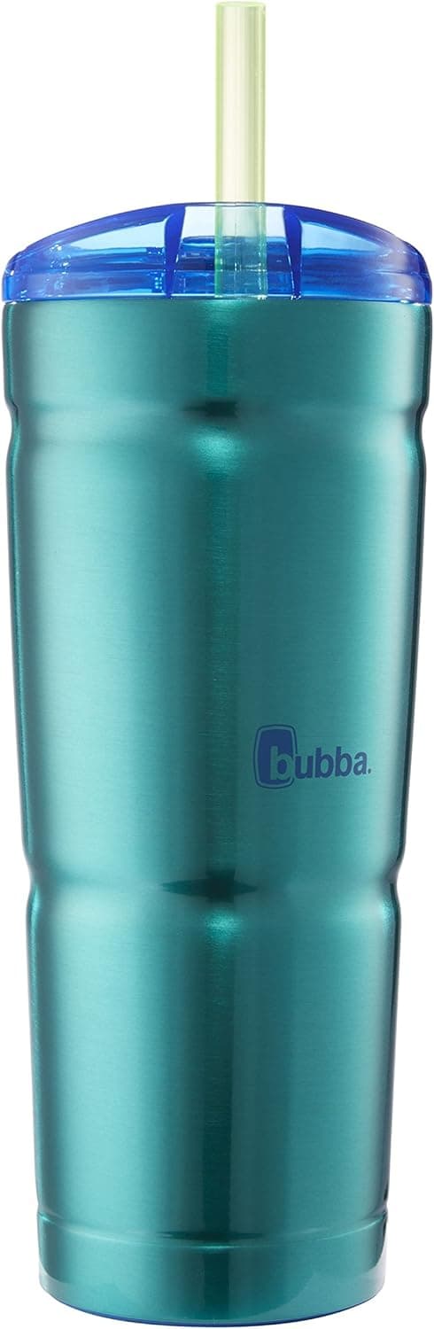 Bubba Envy S Vacuum-Insulated Stainless Steel Tumbler with Lid and Straw, 24oz Reusable Iced Coffee or Water Cup, BPA-Free Travel Tumbler, Island Teal