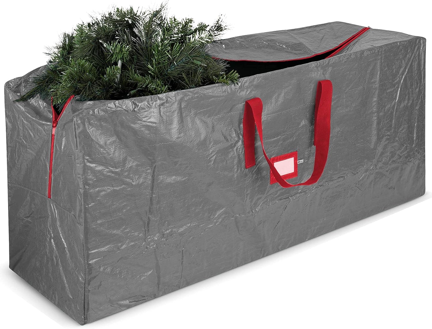 Zober Large Christmas Tree Storage Bag - Fits Up to 9 ft Tall Holiday Artificial Disassembled Trees with Durable Reinforced Handles & Dual Zipper - Waterproof Material Protects from Dust and Moisture (Gray)