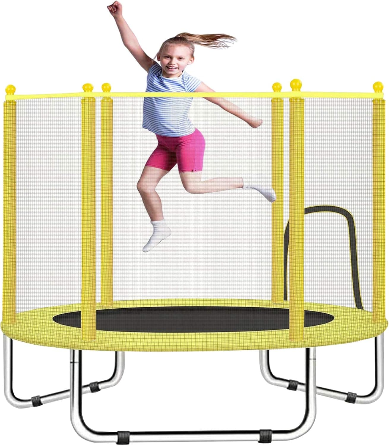 DiLiDiLi Indoor Kid Trampoline for Kids Toddlers 4.5FT Activities Fitness Kid Trampolines with Enclosure Net Kid Jumping Sport Mini Activity Outdoor Toddler Small Trampoline Kid Toddler Jumper Age 1-6