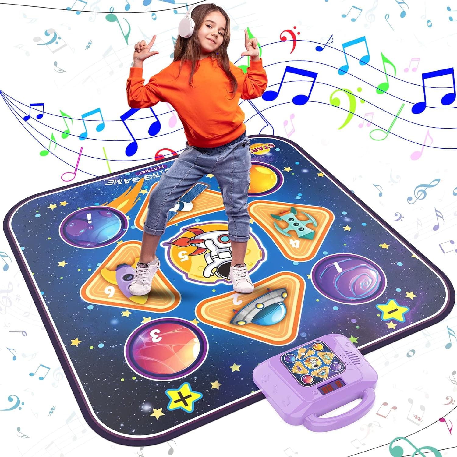 Websonaw Dance Mat for Kids 3-10 Year Old Girls, Electronic Musical Light Up Dancing Play Mats with 6 Game Modes, 4 Challenge Levels, Christmas Birthday Gifts for 3 4 5 6 7 8 9+ Year Old Girls