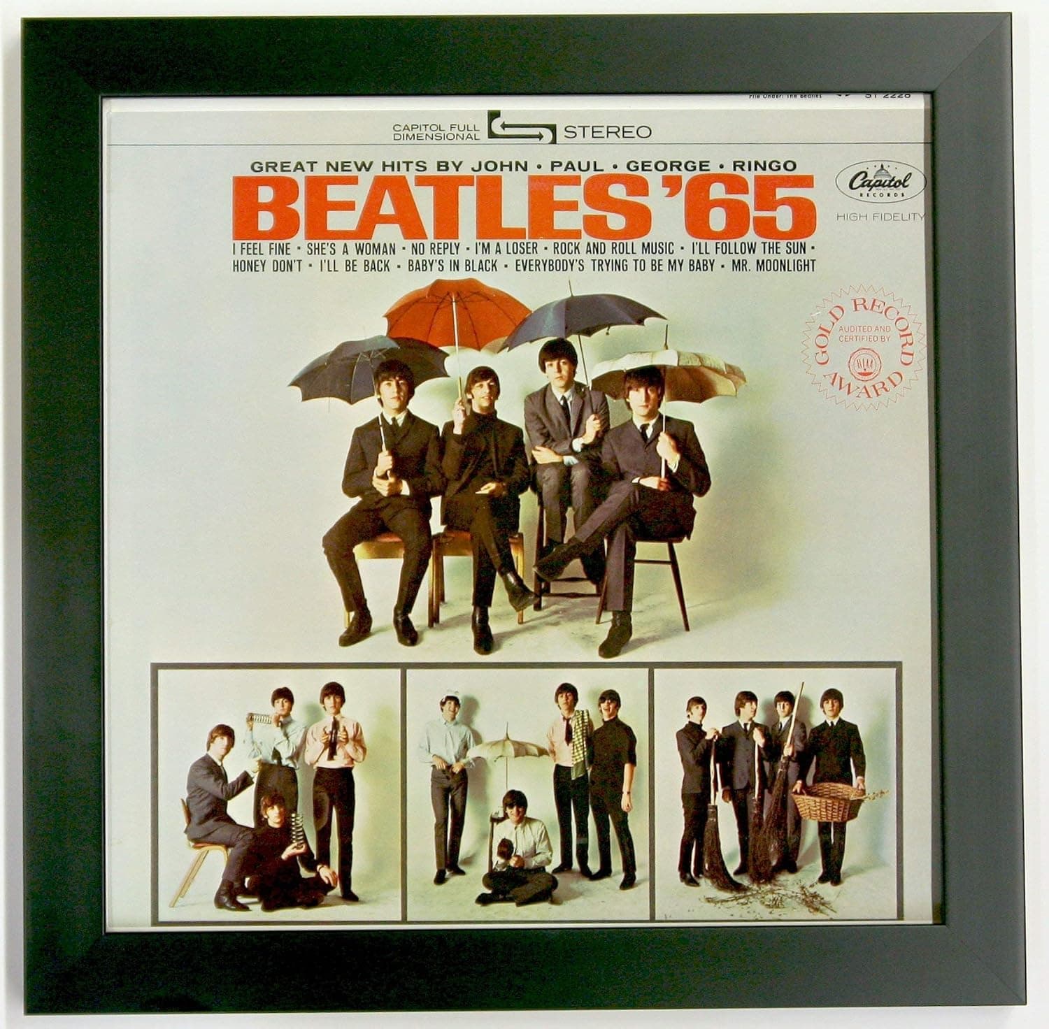 Frame My Collection Three Record Album Frames (3 Pack Special) Solid Wood Black Frame UV Glass Wall Hanging Easy Mount
