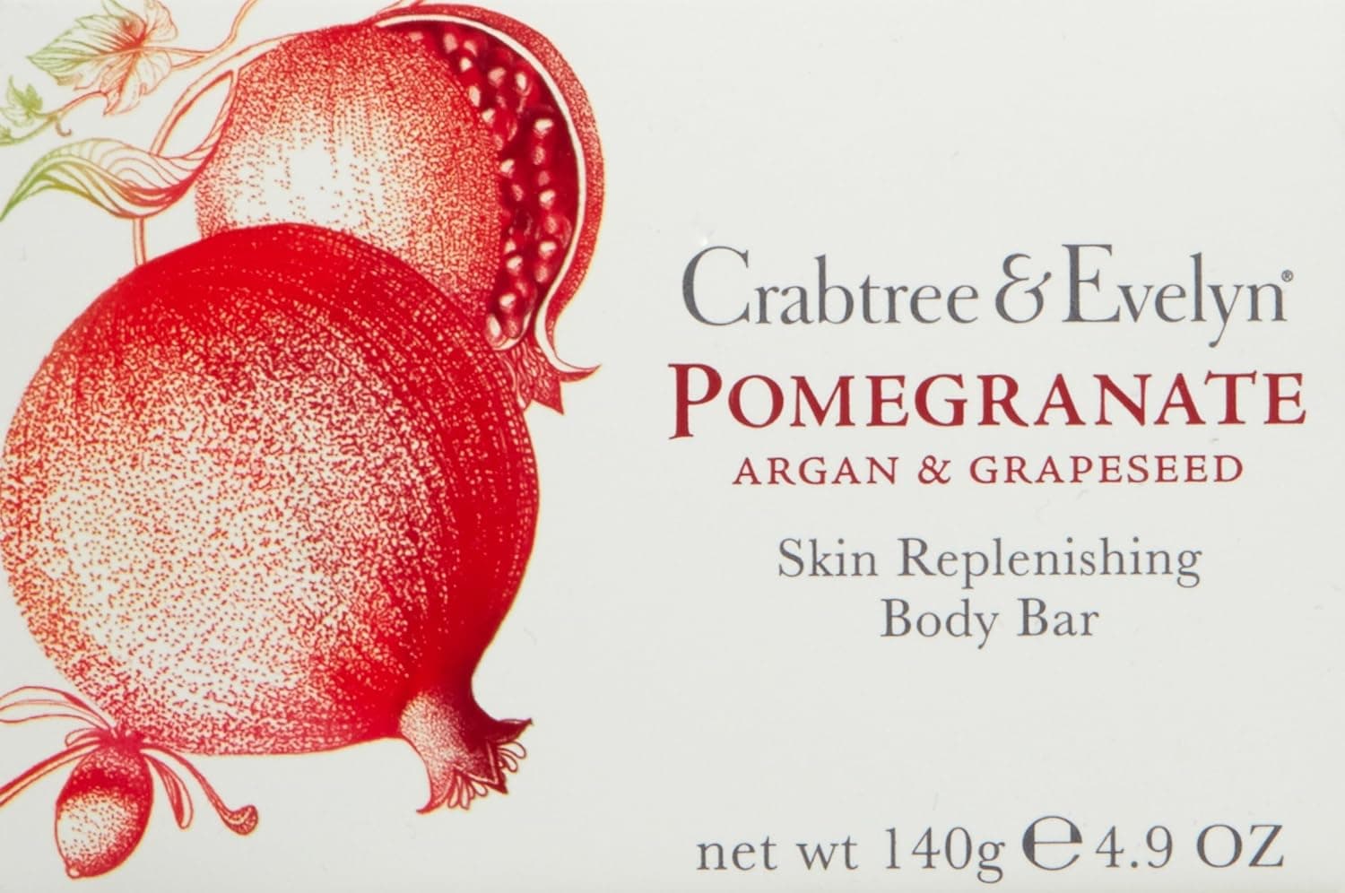 Crabtree & Evelyn Scented Body Bar, Pomegranate, Argan and Grapeseed, 4.9 oz
