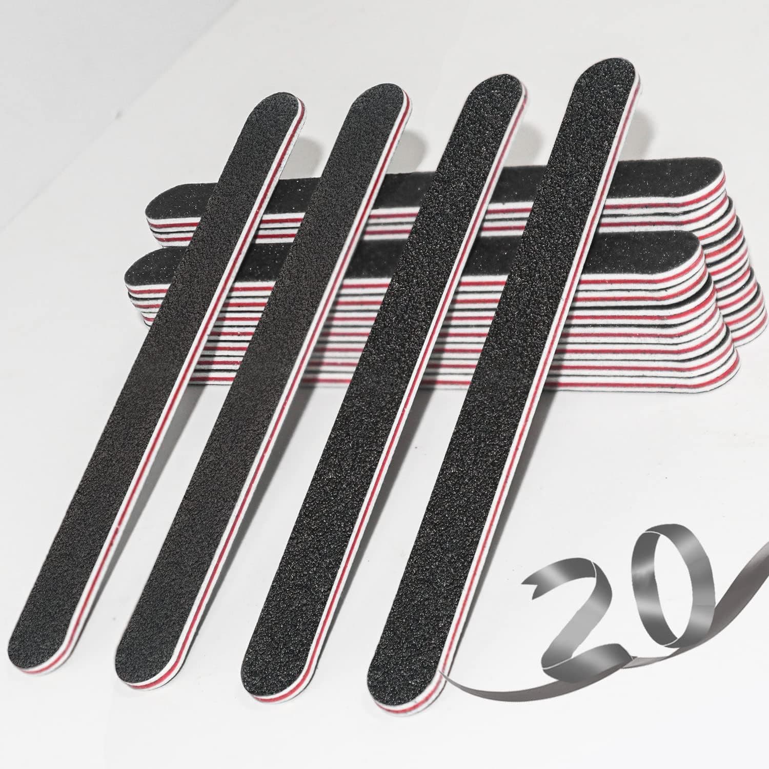 Nail File,RedFlow Nail Buffer Set Contains 20 Nail Files,Professional Double Sided 100/180 Grit Nail Files,Nail Buffering Files for Home and Salon Use(20 Pack)