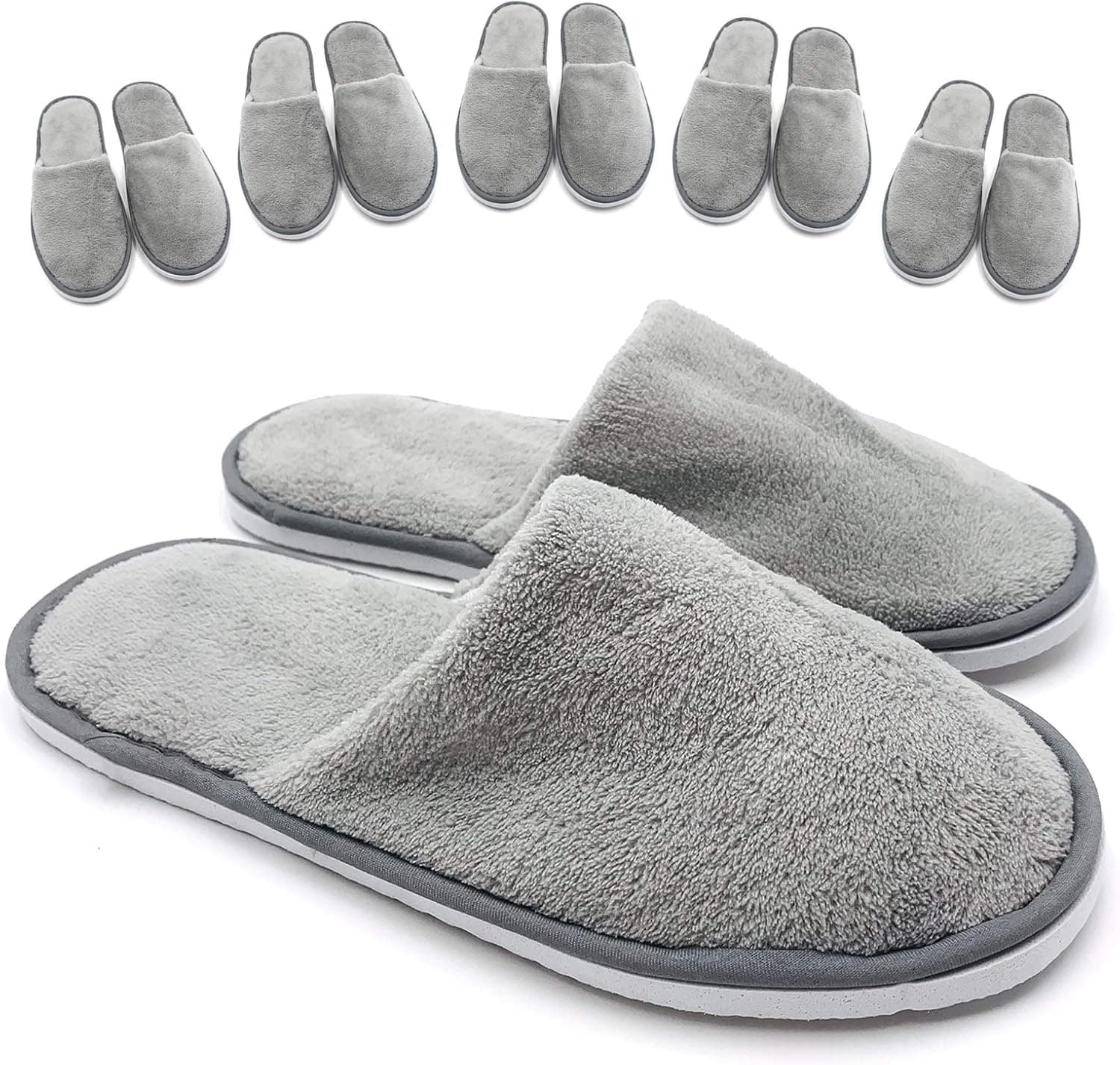 6 Pairs Warm Spa Slippers-Closed Toe Non Slip Disposable Hotel Slippers for Womens Men - Thick Soft Cotton Reusable House Slippers Fit for Guests,Bathroom,Bedroom,Travel,Home,Indoor