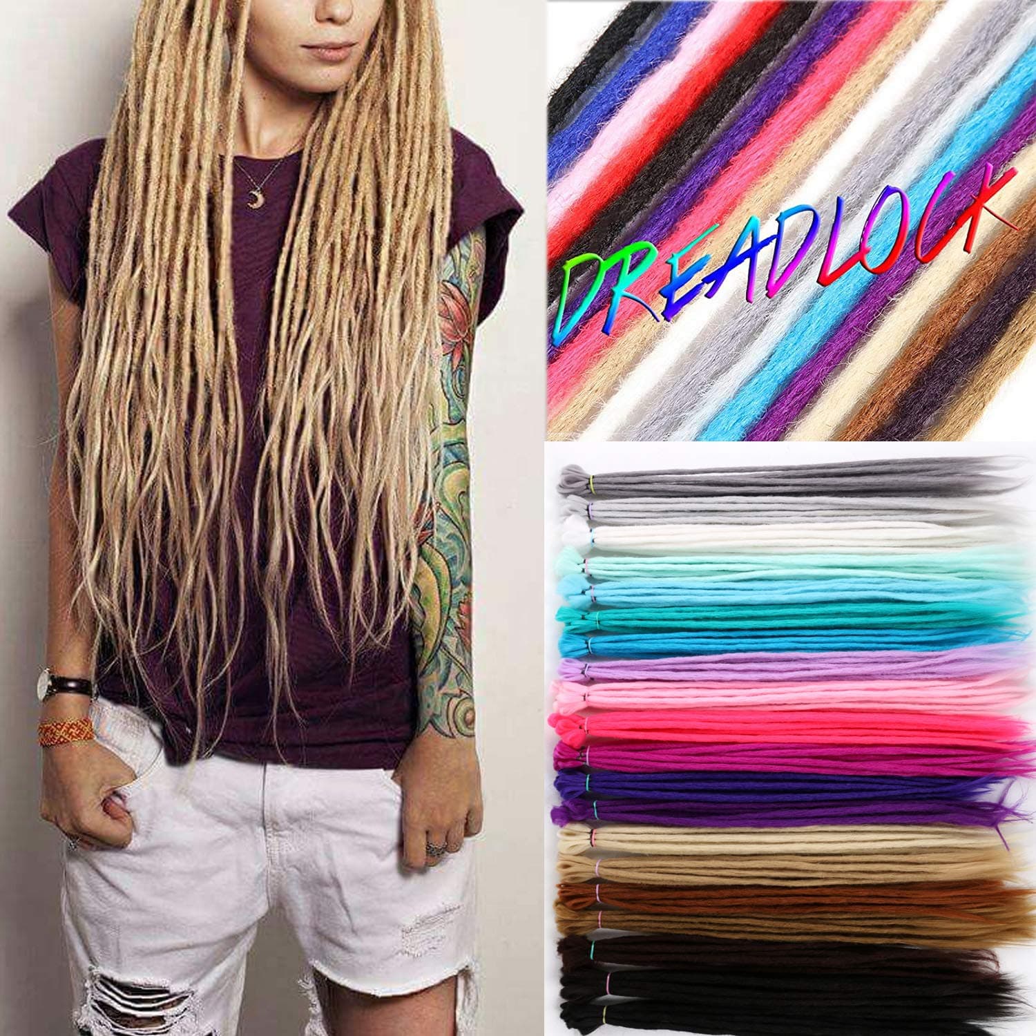 Dreadlock Extension Handmade Faux Locs, Synthetic Heat Resistant Reggae Hair Hip-Hop Style Soft Crochet Braiding Hair For Women/Men