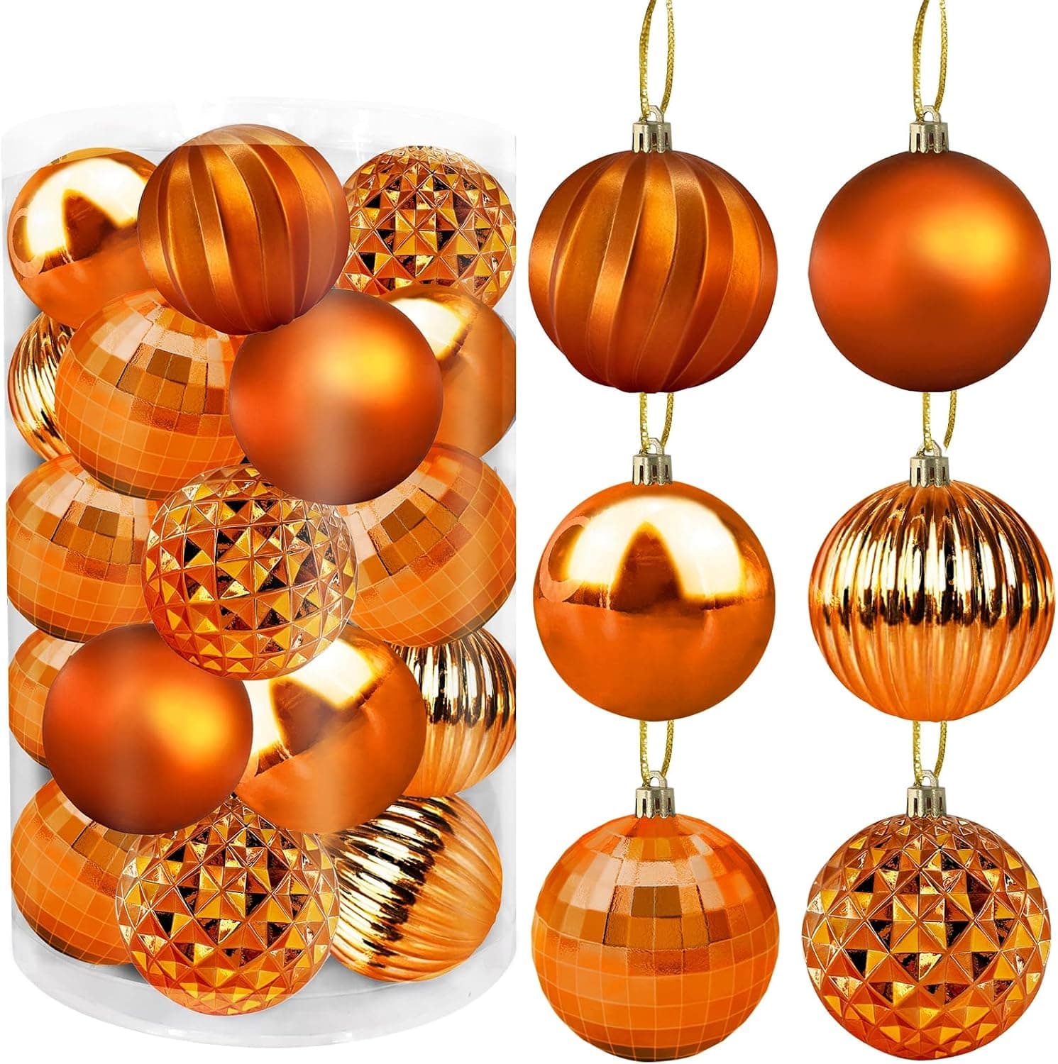 TURNMEON 34 Pack 2.36 Inch Christmas Balls Ornaments, 6 Finishes Shatterproof Christmas Decorations Tree Ornaments with Hanging Loop for Holiday Xmas Party Decoration Indoor Outdoor Home