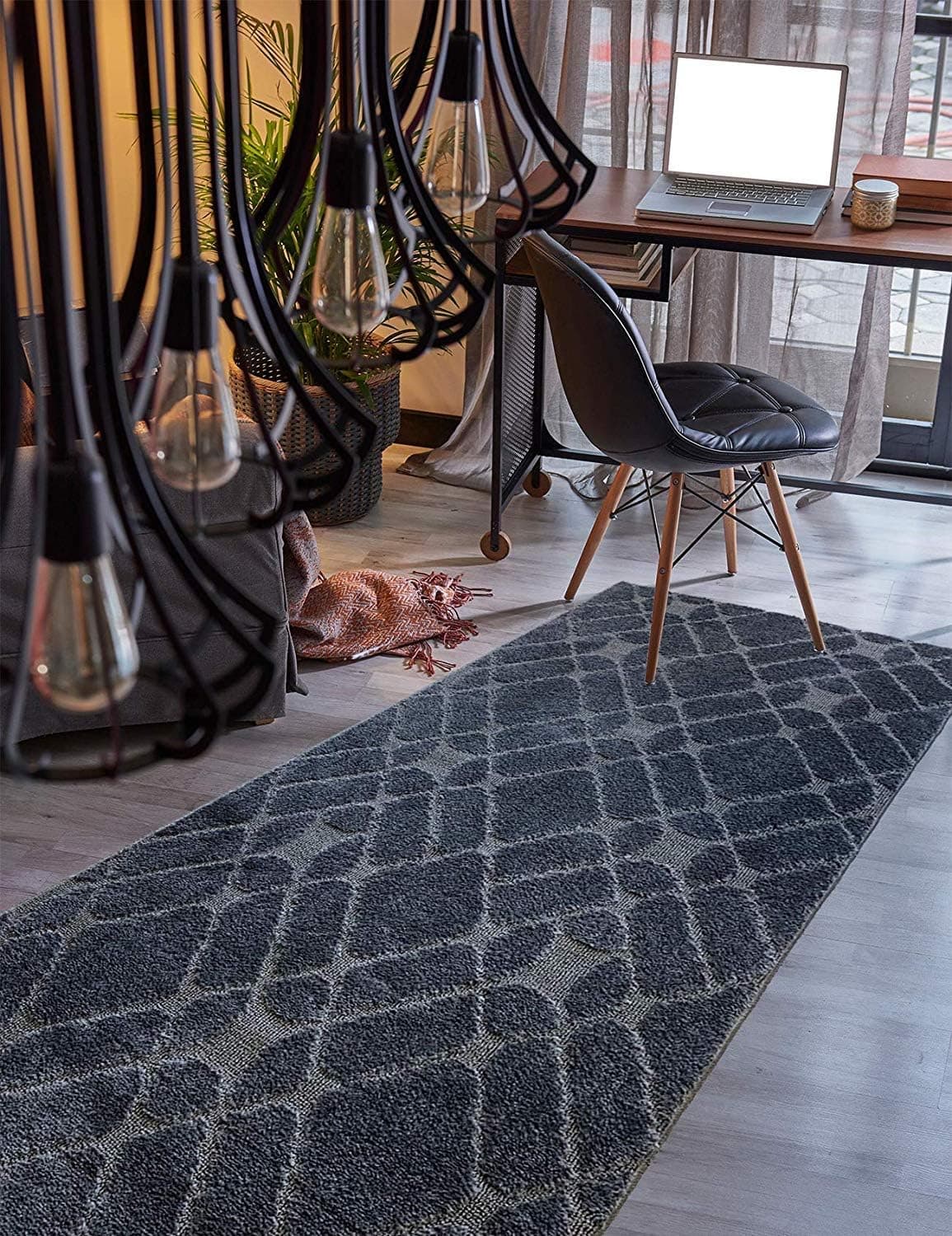 Custom Size Hallway Runner Rug Trellis Grey Color 31 inch Wide Select Your Length Non-Slip (Skid Resistance) Rubber Backing 18 feet x 31 inch (Color Options Available)