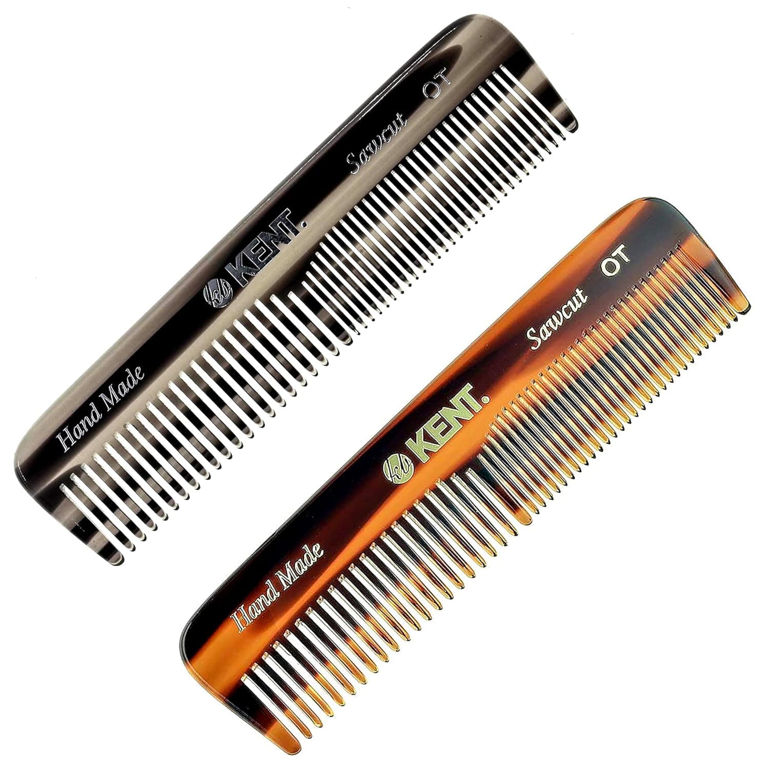 Kent A OT Double Tooth Hair Pocket Comb, Small Fine/Wide Tooth Comb For Hair, Beard and Mustache, Coarse/Fine Hair Grooming Comb for Men, Women and Kids. Saw Cut Hand Polished. Handmade in England