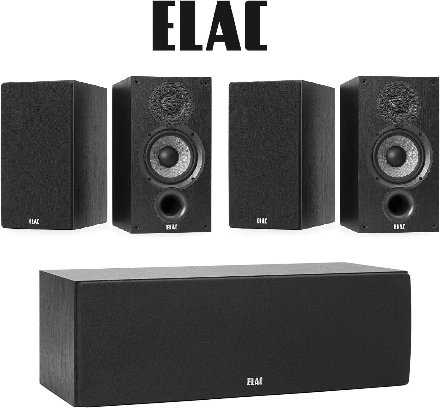 (2 Pairs) ELAC Debut 2.0 B5.2 Bookshelf Speakers + ELAC Debut 2.0 C5.2 Center Speaker Bundle
