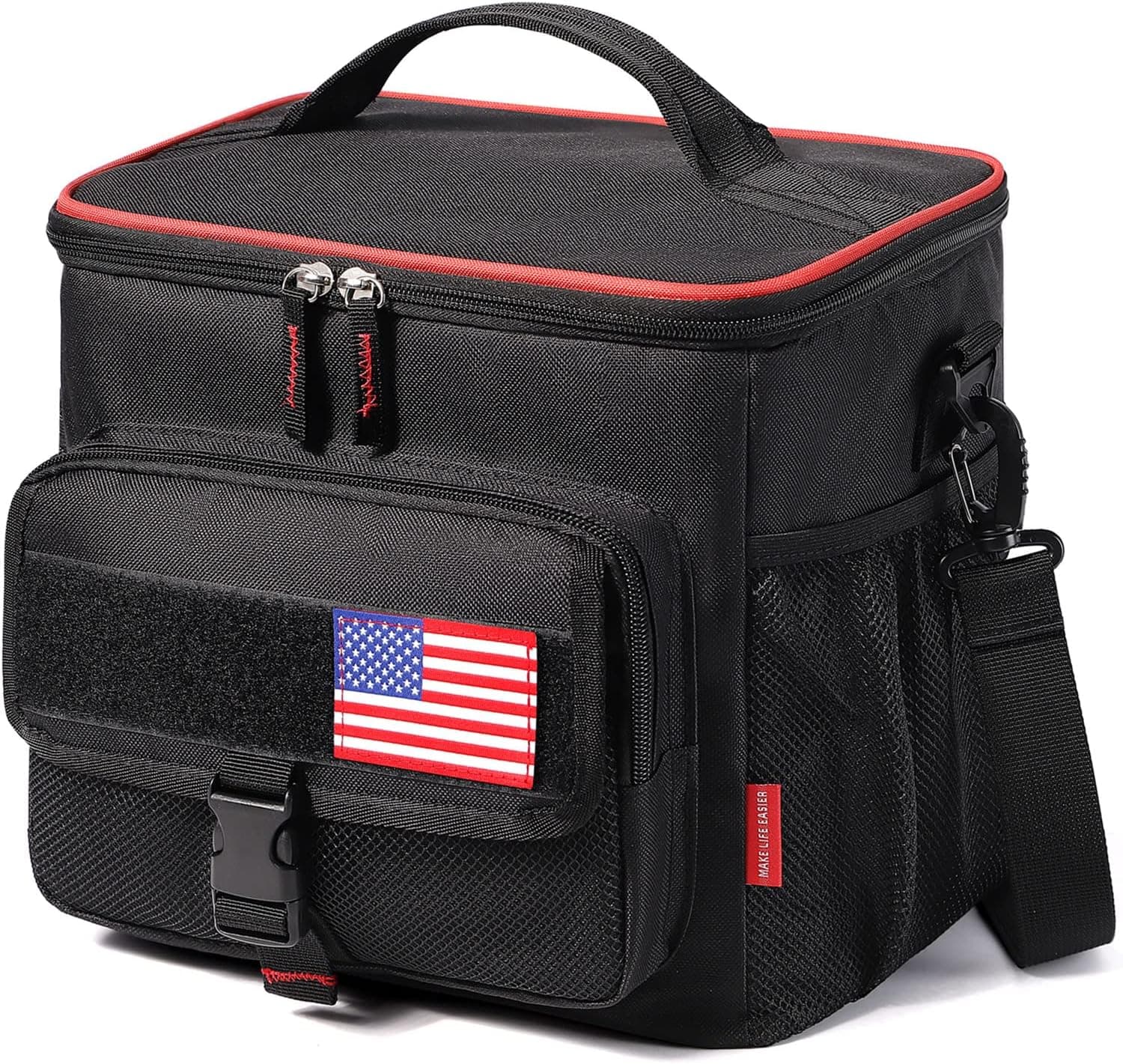 Lekesky Mens Lunch Bag for Work Bento Lunchbox Adult Womens, 24-can, 15L, Black