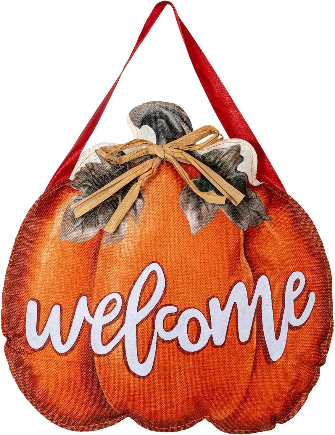 MEETYAMOR Pumpkin Welcome Sign, Thanksgiving Door Decor Fall Hanging Decorations, Burlap Pumpkins Door Hanger Signs for Home Outdoor Autumn Kitchen House Outside Front Porch Farmhouse Office