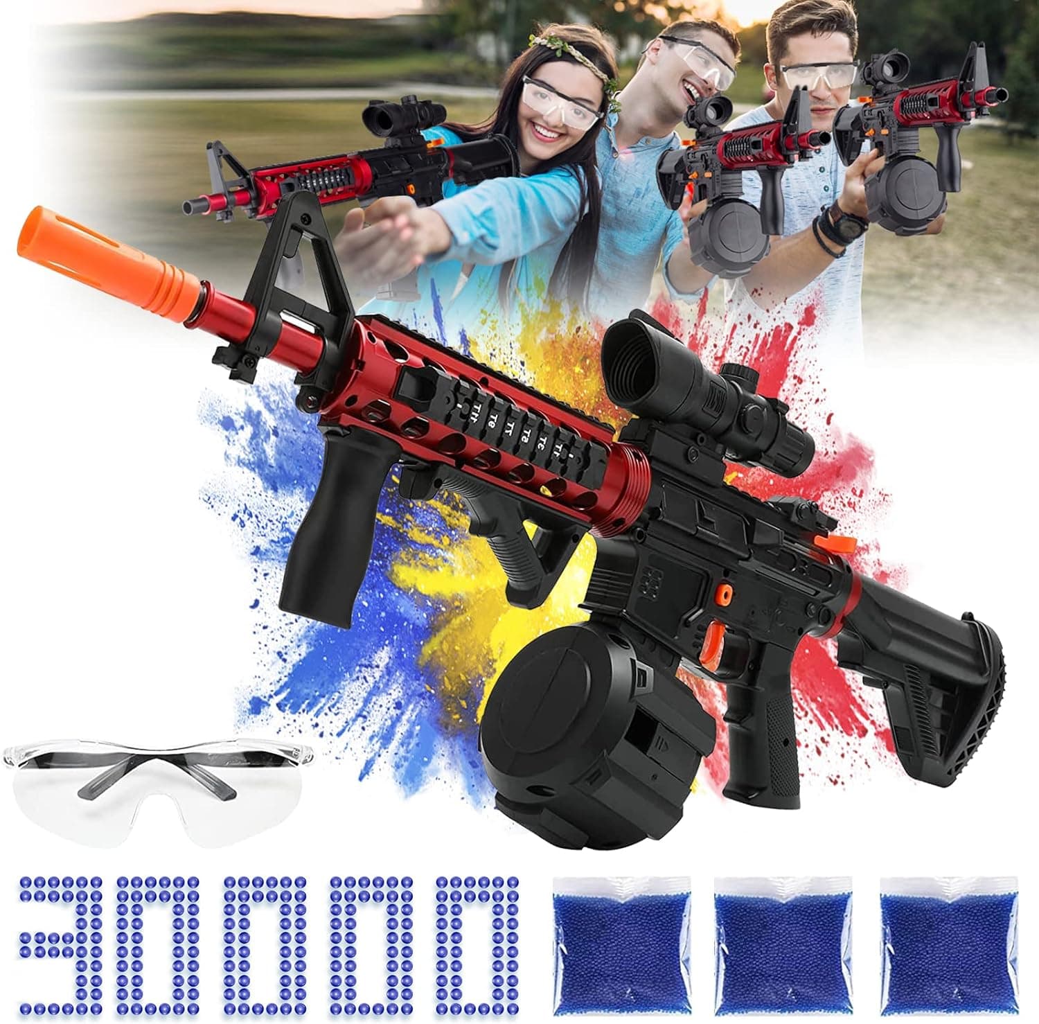 Gel Splatter Ball Gun Blaster, Electric Gel Ball Blaster Automatic Rechargeable High Speed Splatter Ball Toys, Full Auto Splat for Outdoor Games Toys Activities Shooting Game Party Favors