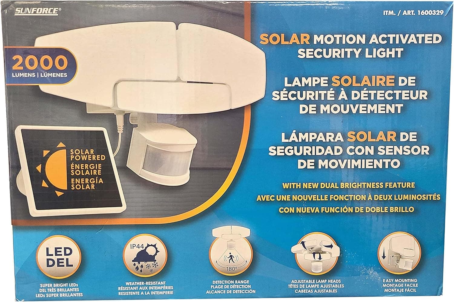 Costco Sunforce Solar Motion Activated Light 2000 Lumens