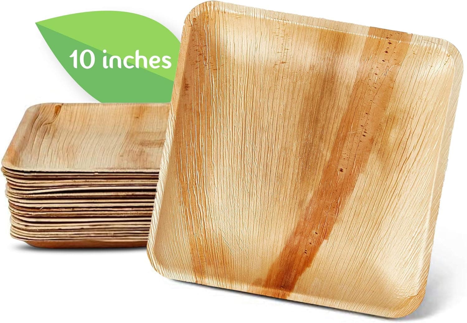FHIL Square Palm Leaf Plates (25, 10 Inch Square)