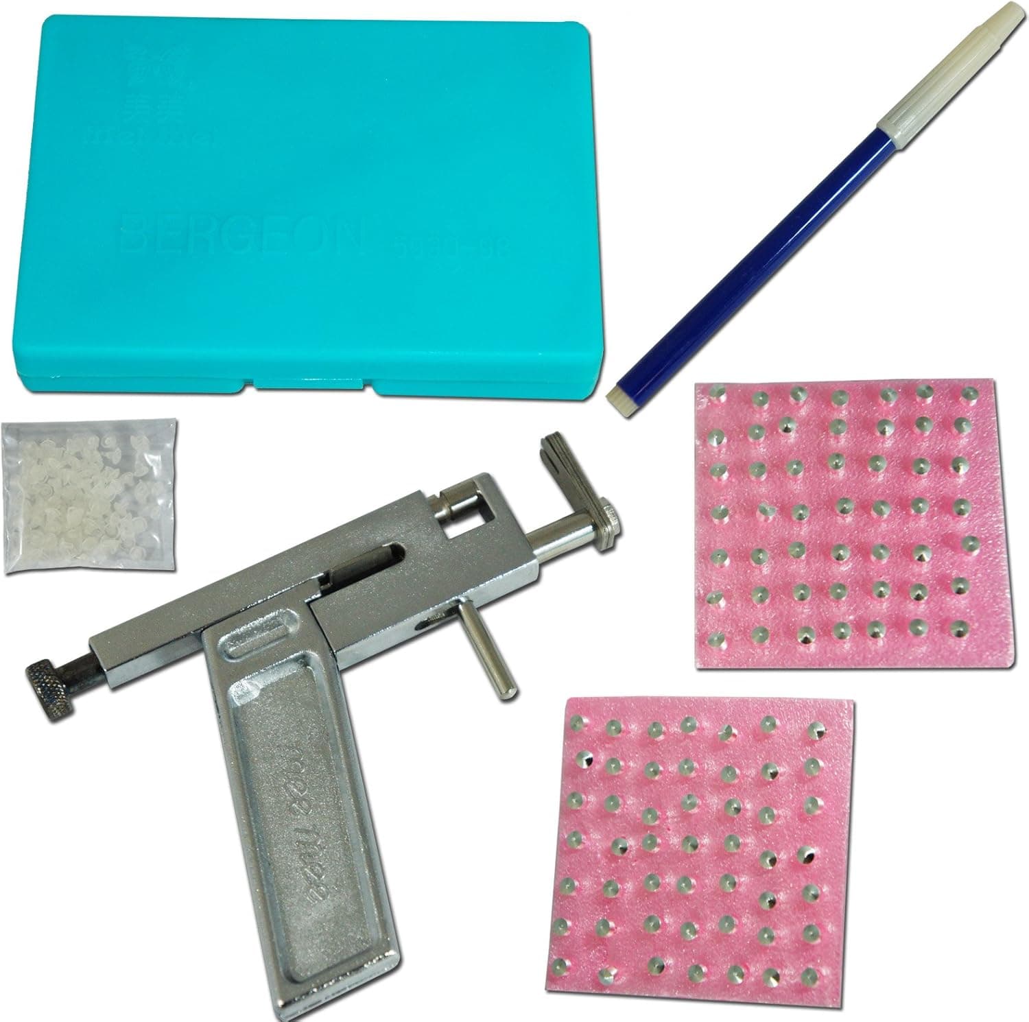 Professional Ear Body Piercing Gun Tool Kit Set Case w/ 98 Studs