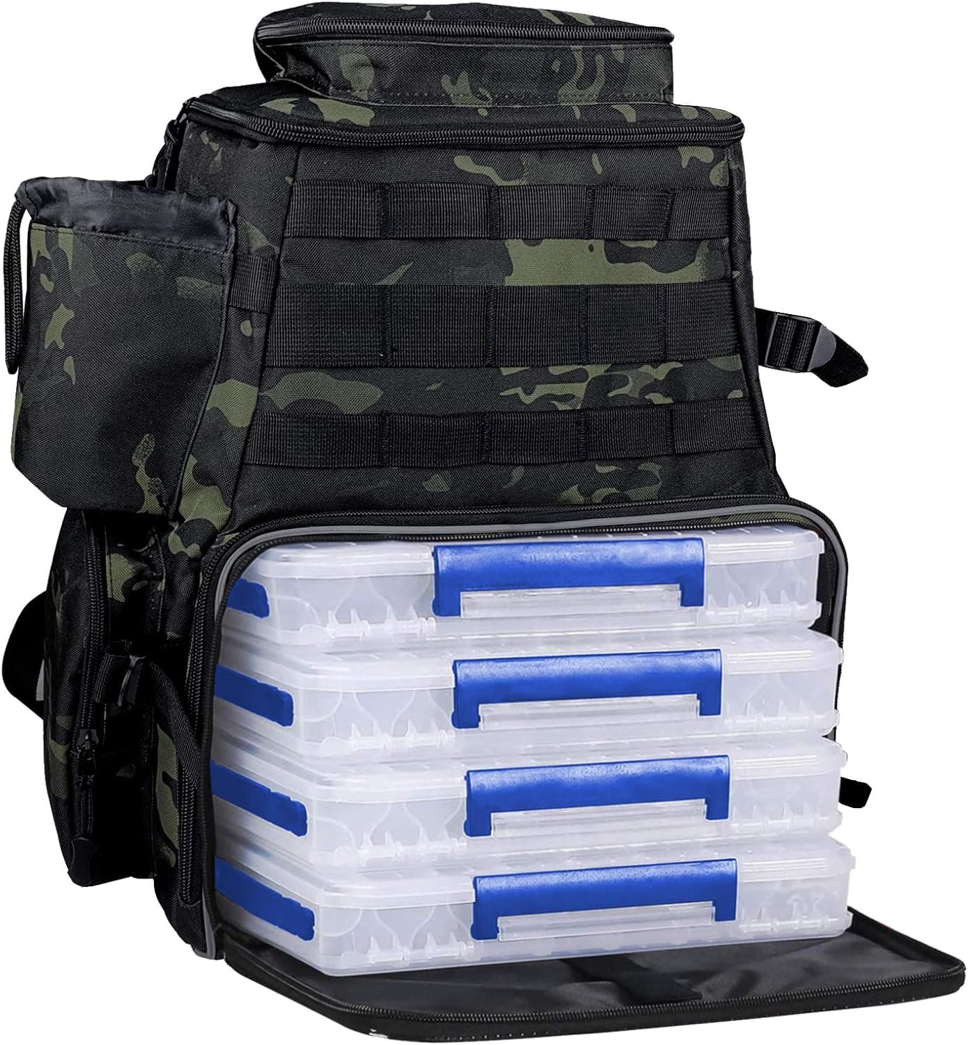 Thekuai Fishing Tackle Backpack 2 Fishing Rod Holders, Large Storage, Backpack for Trout Fishing Outdoor Sports Camping Hiking
