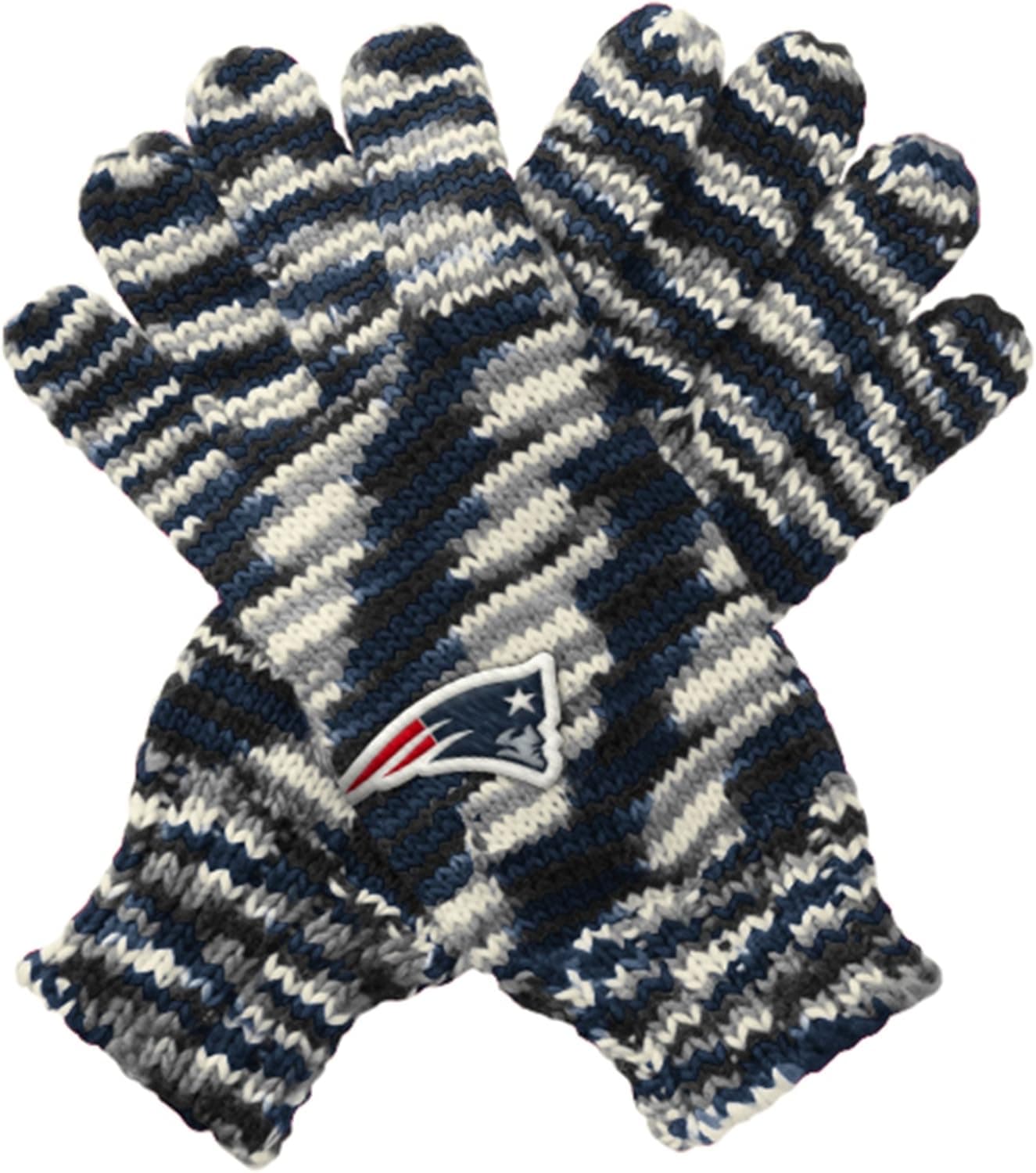 Touch by Alyssa Milano NFL New England Patriots Gloves Off Space Dye Striped Gloves, One Size, Navy/Black/Grey