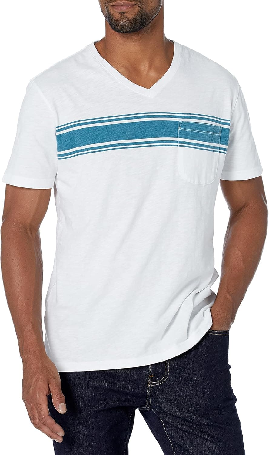 Goodthreads Men's Lightweight Slub V-Neck Pocket T-Shirt