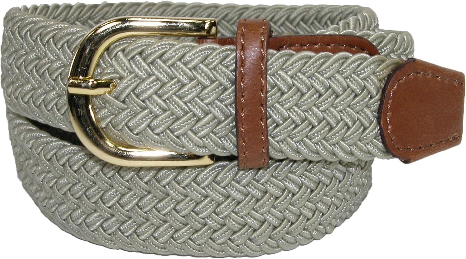 CTM Women's Elastic Braided Stretch Belt, X-Large, Khaki