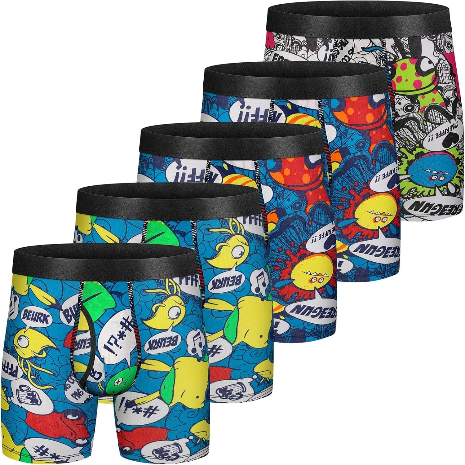 longfor Mens Boxer Briefs Cotton Underwear Comfy Breathable Tagless No Ride-up 6’’ Regular Leg Boxer Briefs with Fly Pack