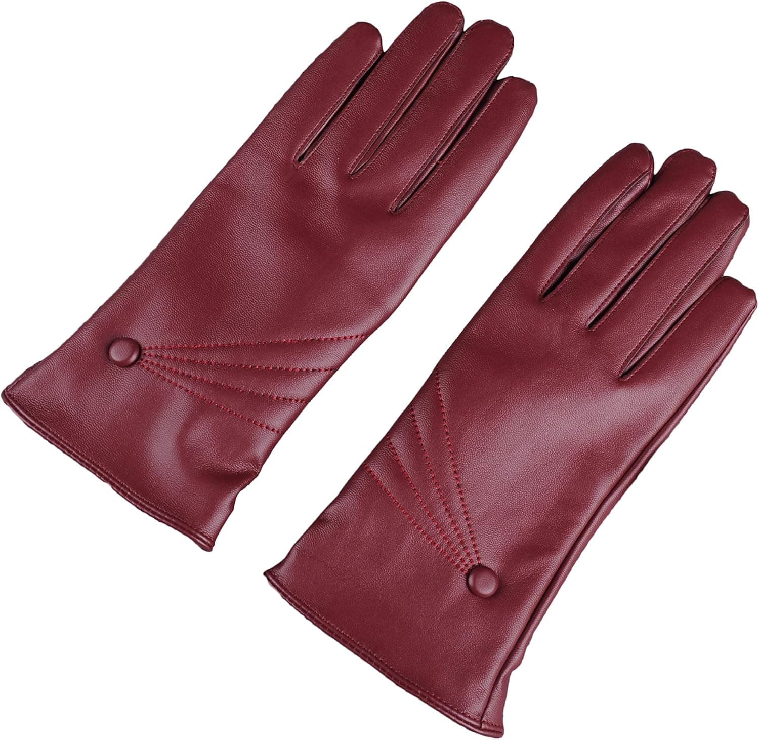 Winter Touchscreen Driving Gloves for Women Warm Leather Gloves (red)