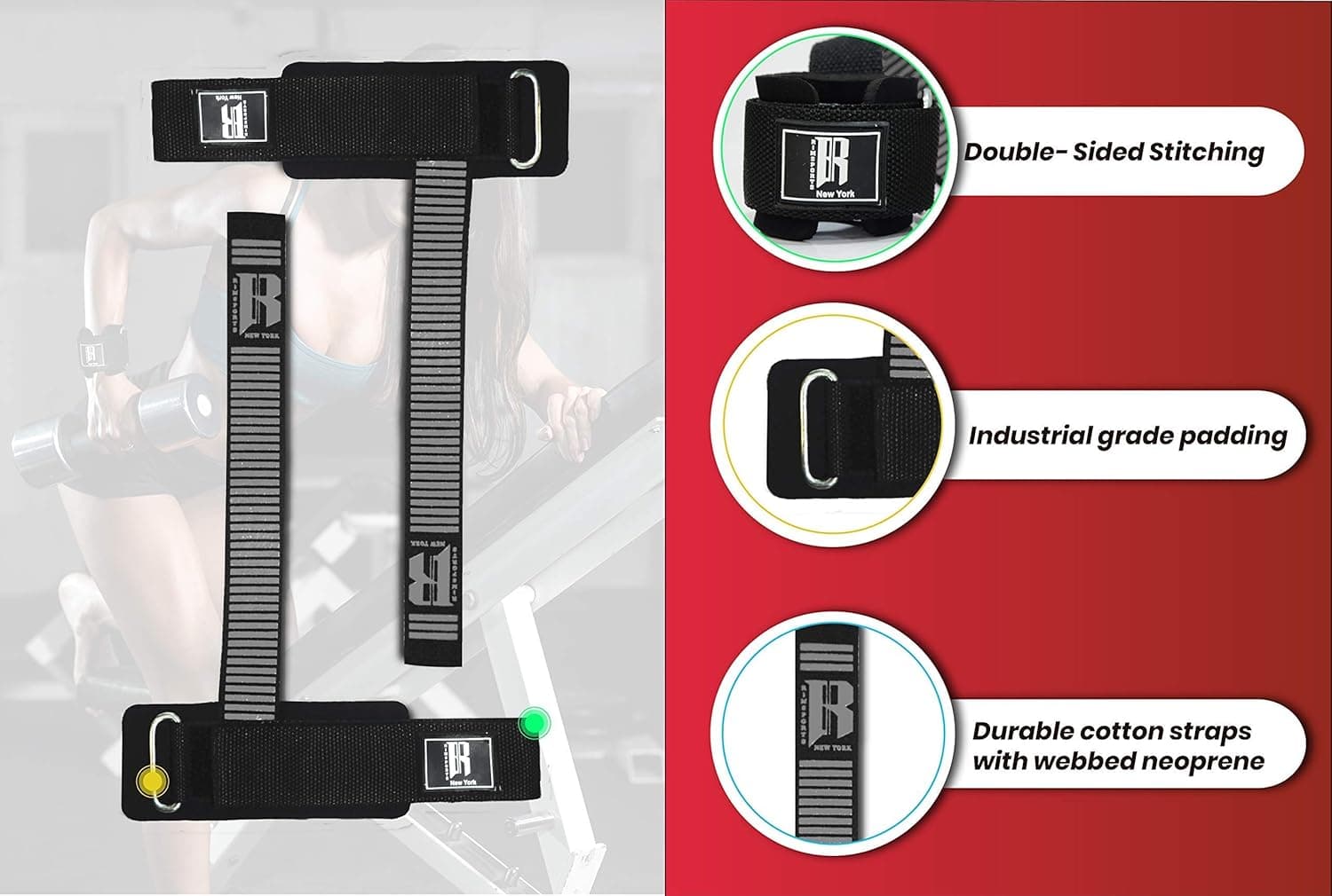 RIMSports Weight Lifting Straps with Wrist Support - Wrist Straps for Weightlifting - Superior Deadlift Straps and Workout Wrist Wraps for Deadlifting in Gym - Ideal Lift Straps for Powerlifting