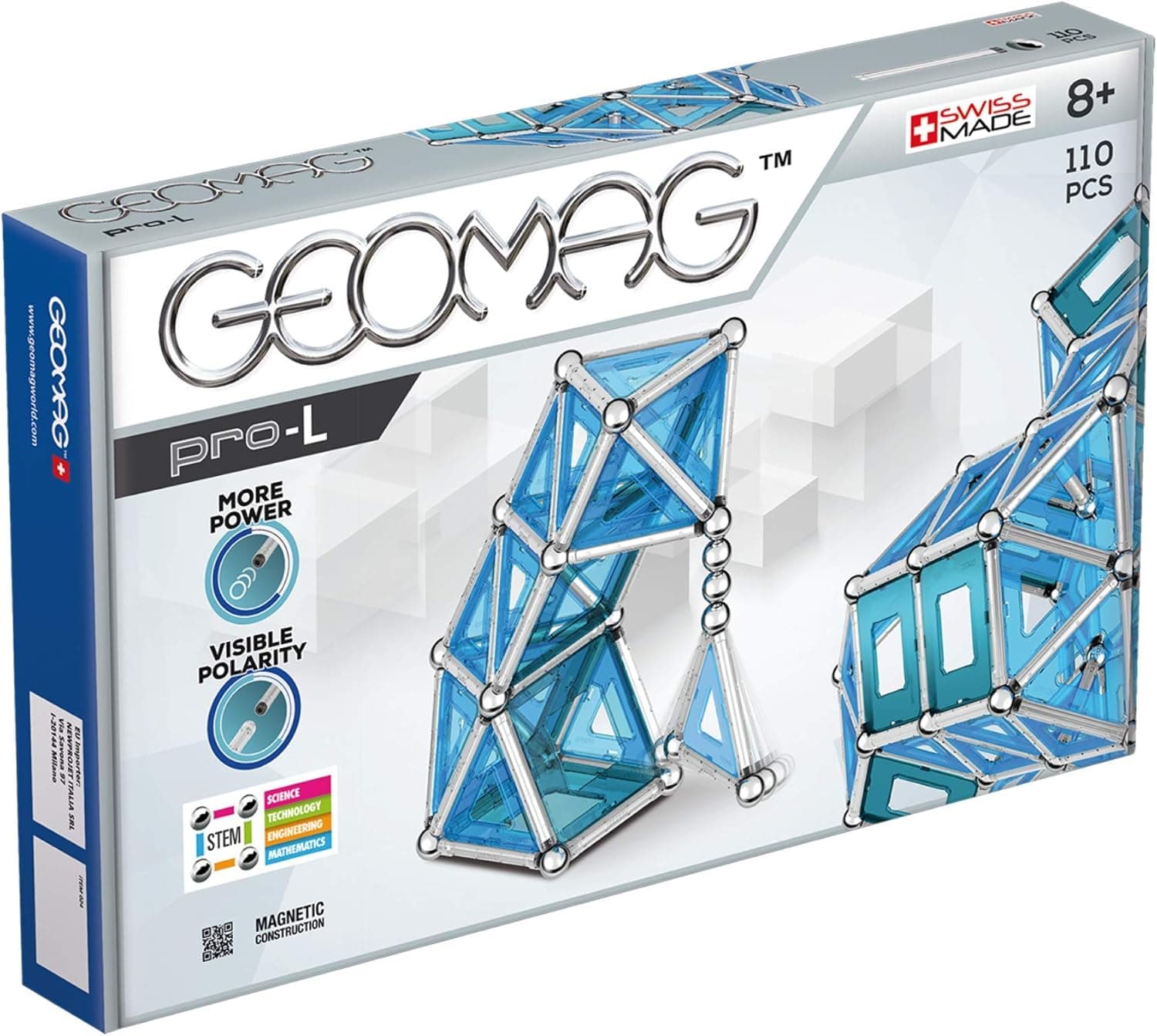 Geomag Magnetic Toys | Magnets for Kids | STEM-endorsed Educational Building Cube Set for Creativity & Learning Fun | Swiss-Made | Pro-L Kit 110 Piece Age 8+