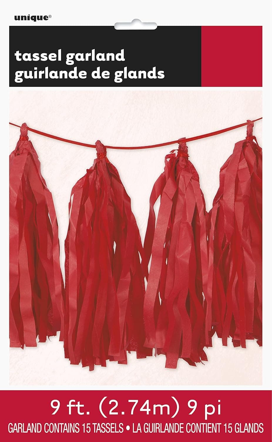 Unique Industries 62955 party decoration, 9', Red