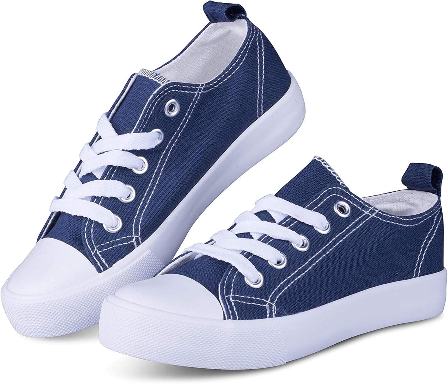 Girls Canvas Shoes Tie up Slip on Sneakers - Causal Comfortable Cap Toe Shoes