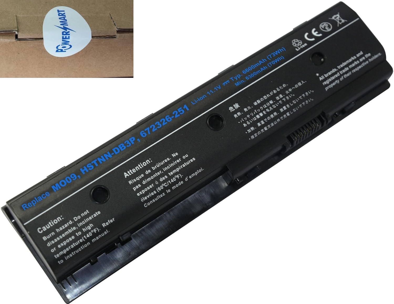 PowerSmart® 6600mAh 9 Cell Battery for HP Pavilion dv6t-7000 CTO, dv6t-8000, dv6z-7000 CTO, dv7t-7000 CTO, m6-1000, m6-1100, HP 671567-421, 671567-831, 671731-001, 672326-251, 672326-421, 672412-001, H2L55AA, H2L56AA, HSTNN-DB3P, HSTNN-LB3N, HSTNN-LB3P, MO06, MO09, HP Pavilion dv6t-7000 CTO, dv6t-8000, dv6z-7000 CTO, dv7t-7000 CTO,