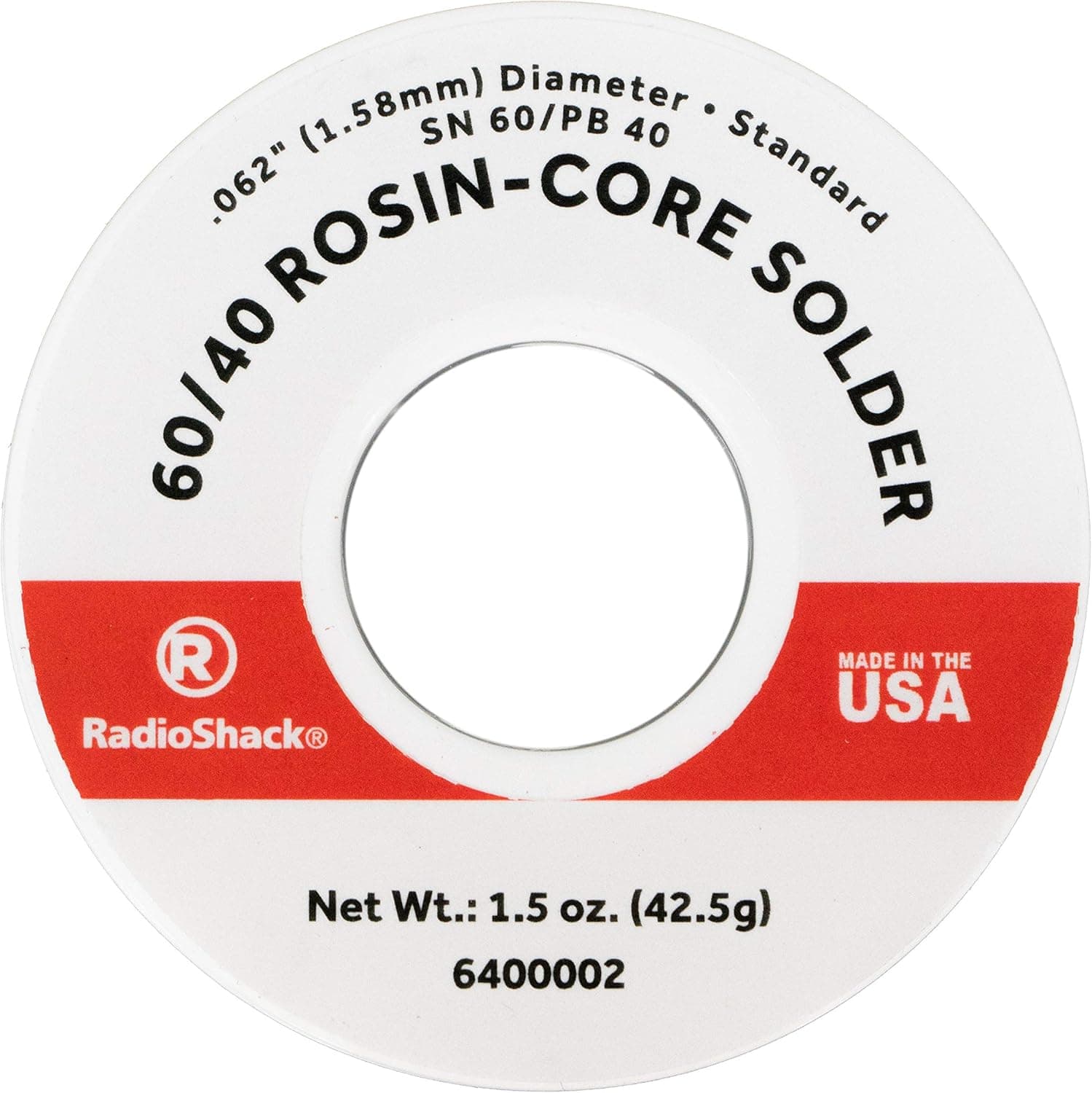 RadioShack SnPb 60/40 Rosin-Core Solder, 0.062" Diameter - 1.5 oz. Spool