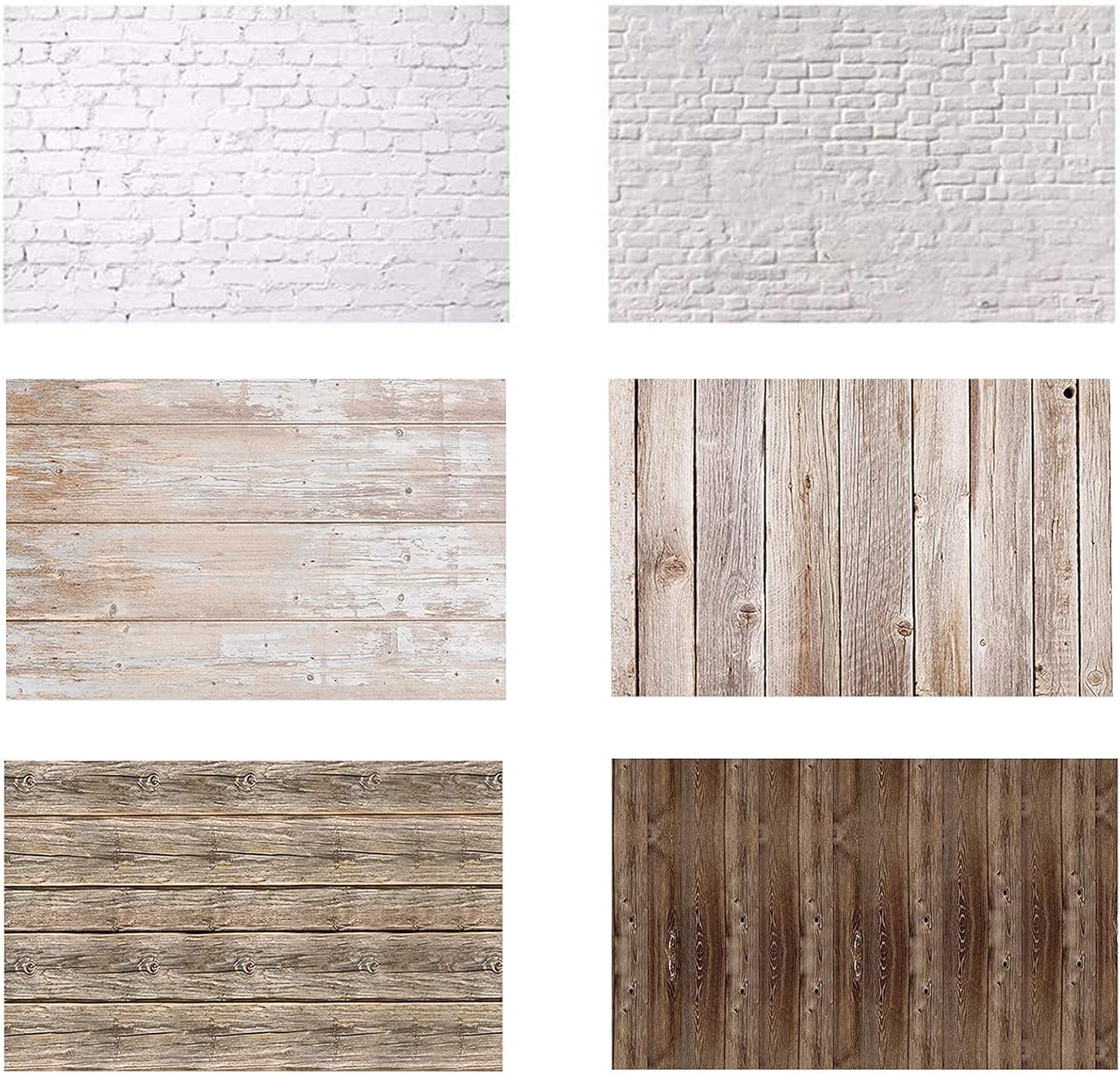 KinGrow 3pcs 34.2"x22.4" Double-Sided Photography Backdrop, Wall Brick & Wood Texture Pattern Paper Flat Lay Tabletop Background for Food Jewelry Cosmetics Makeup Photo Shooting