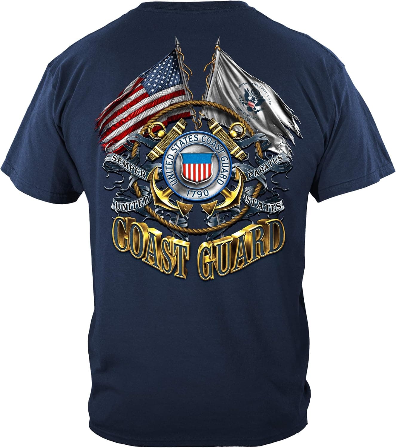 Coast Guard T-Shirt Double Flag Coast Guard Navy