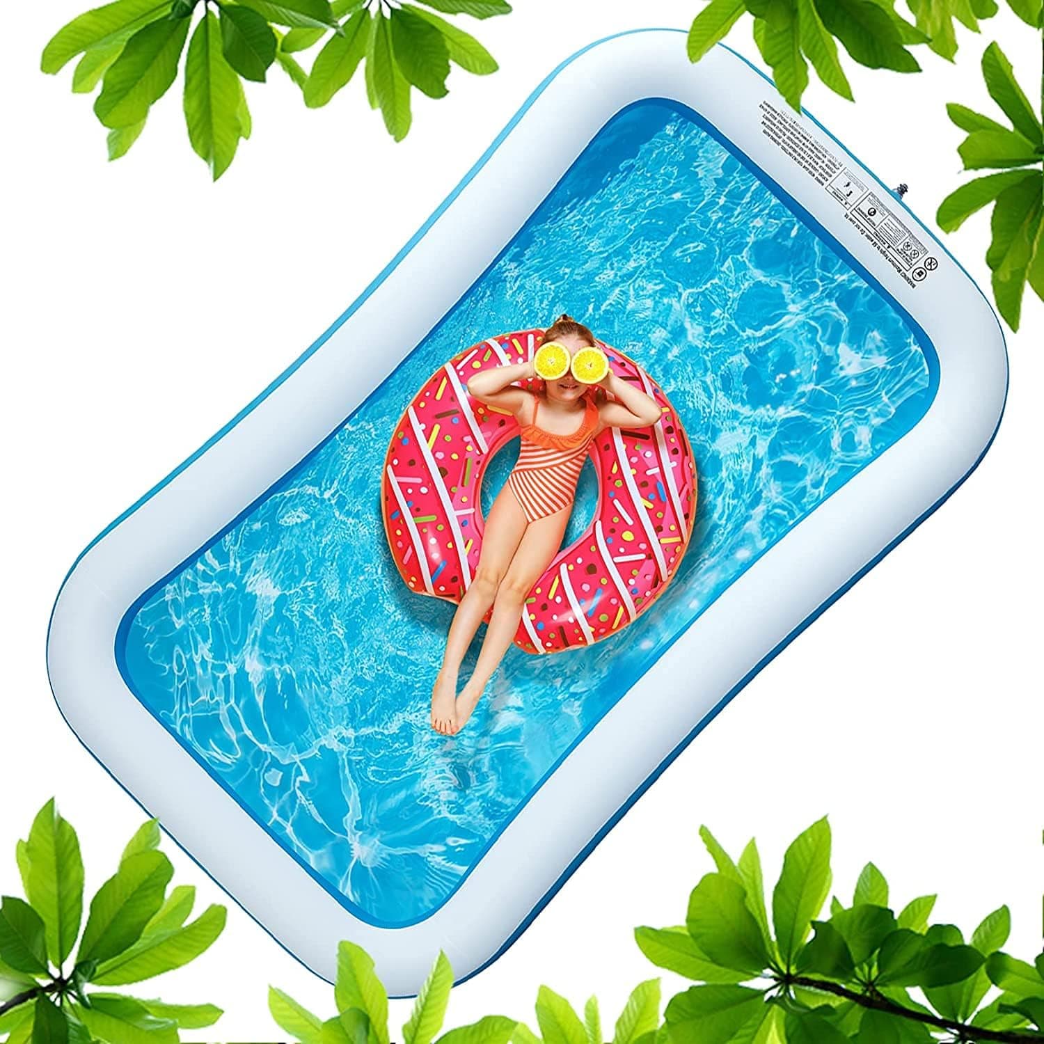 santabay Inflatable Pools, Kiddie Swimming Pool for Kids, Above Ground Pool 96''x 56''x 22'' Full-Sized Blow Up Pools for Backyard Outdoor Family Pool for Toddler Adults Baby Age 3+