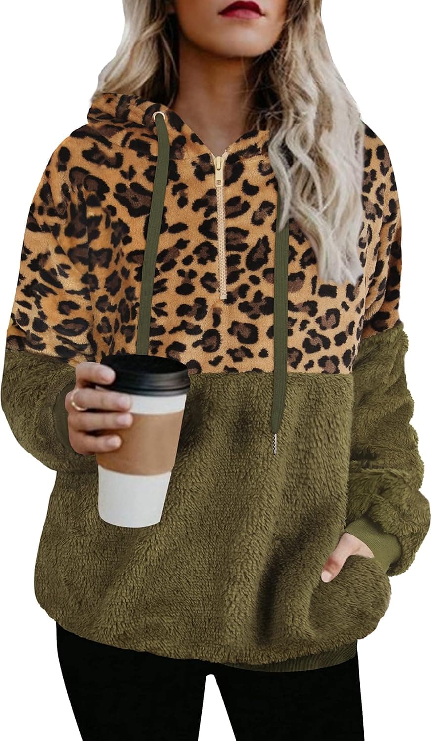 TBONTB Hoodies for Women Fuzzy Oversized Sweatshirt Zip Up Fleece Pullover Fluffy Sherpa with Pockets