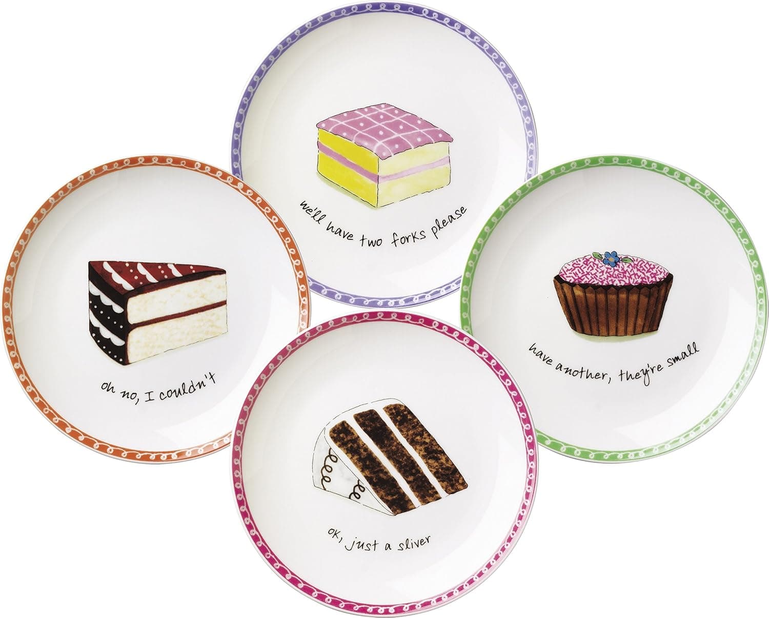 Dessert Excuses Plate, Set of 4