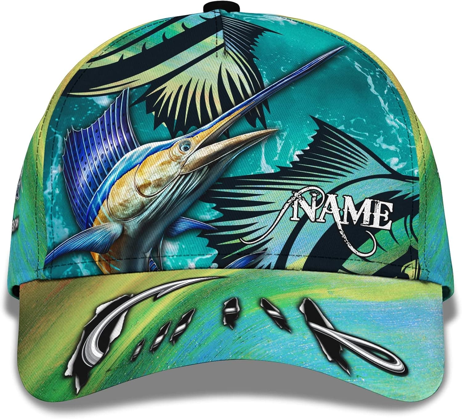 3D Print Customize Fish Hunt Adjustable Snapback Headwear Bass Fishing Classic Cap for Fisherman Multicolor