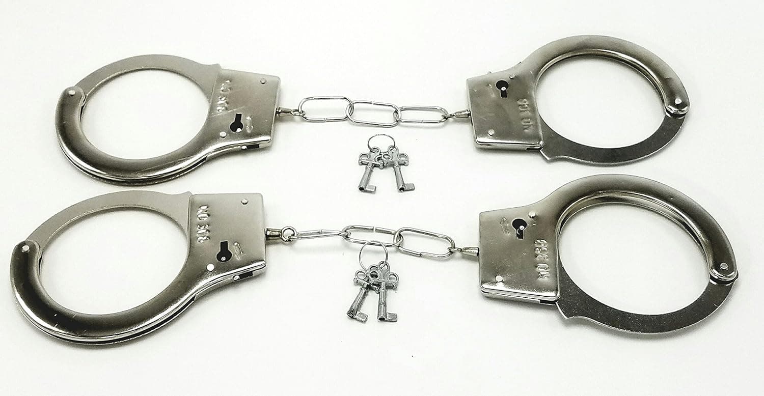 Gingerscoolstuff Metal Handcuffs with Keys. Party Favors for Police Swat Play - Set of Two