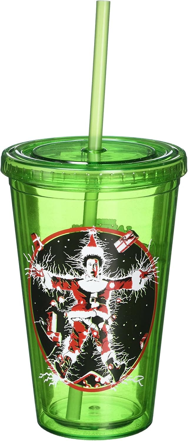 ICUP National Lampoon's Christmas Vacation Poster Colored Cup with Straw, Clear
