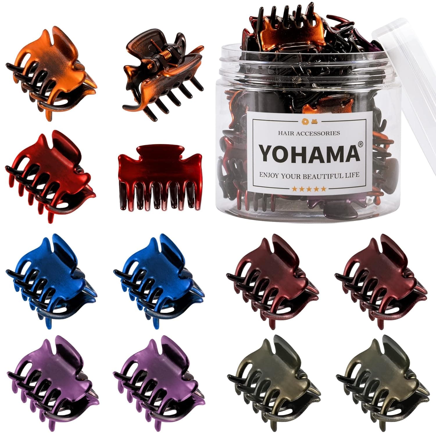 YOHAMA 12 pcs Small Hair Claw Clips Colorful Durable Mini Jaw Clip Claw for Kids and Adult Multifunction Non-slip Hair Clips 1 inch Fixed Bangs Decoration Hairstyle