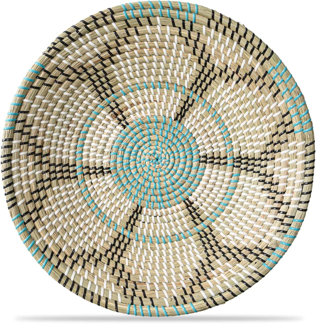 Kiwi Homie Round Woven Seagrass Wall Decor Basket Trays, Flat Natural Boho Baskets Handmade For Living Room, Decorative Wicker Wall Bakets For Unique Hanging Wall Art (15.94, Camellia)