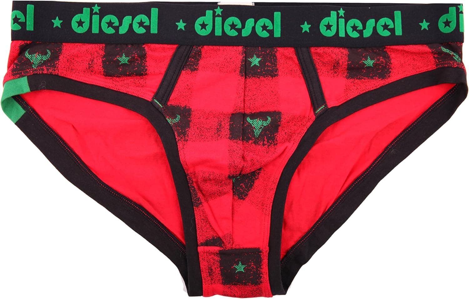 Diesel Men's Andre Plaid Cotton Brief