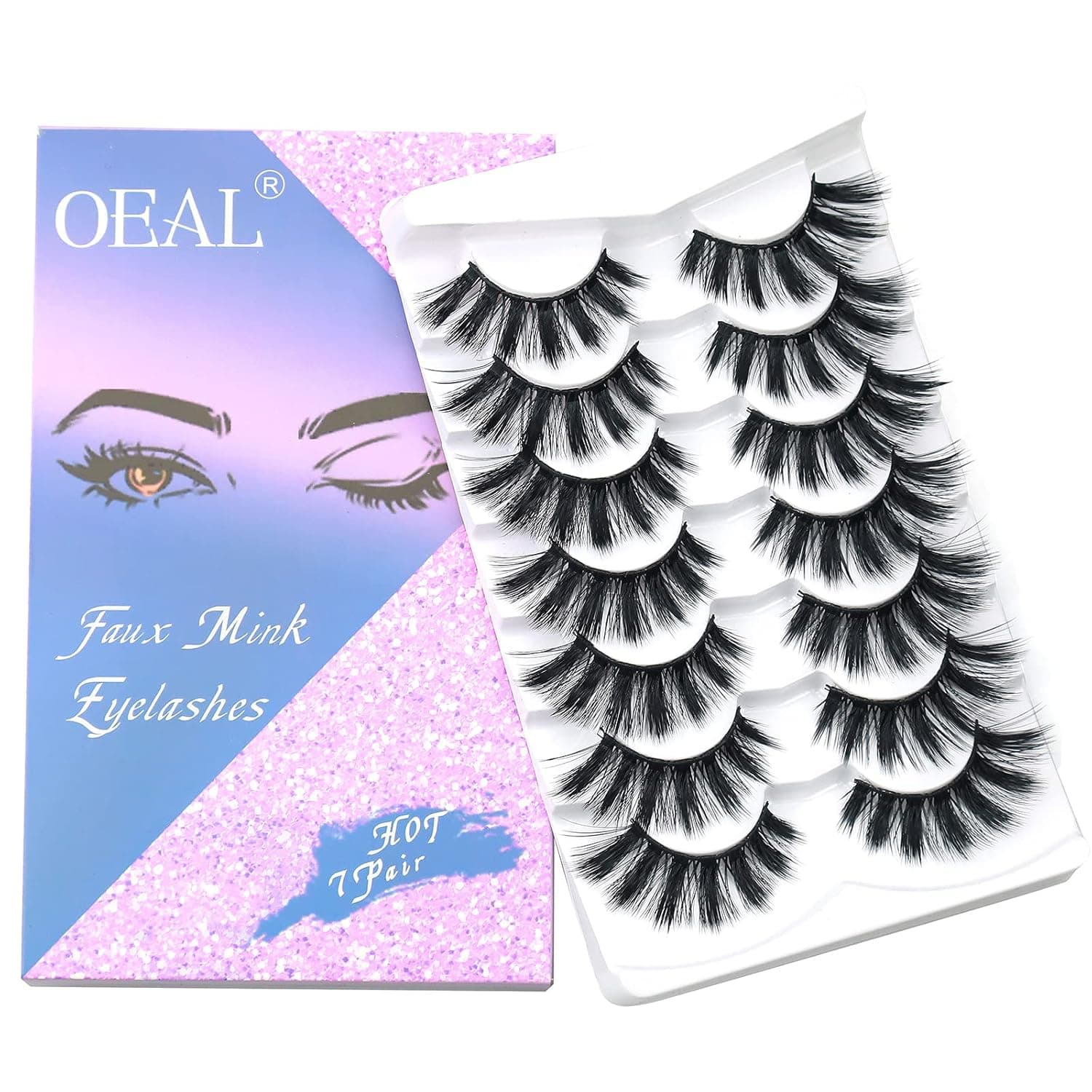 OEAL 4D Natural Faux Mink Eyelashes 100% Handmade Soft Fluffy False Lashes for Make up Fluffy Natural Look|7 Pairs Friday Style