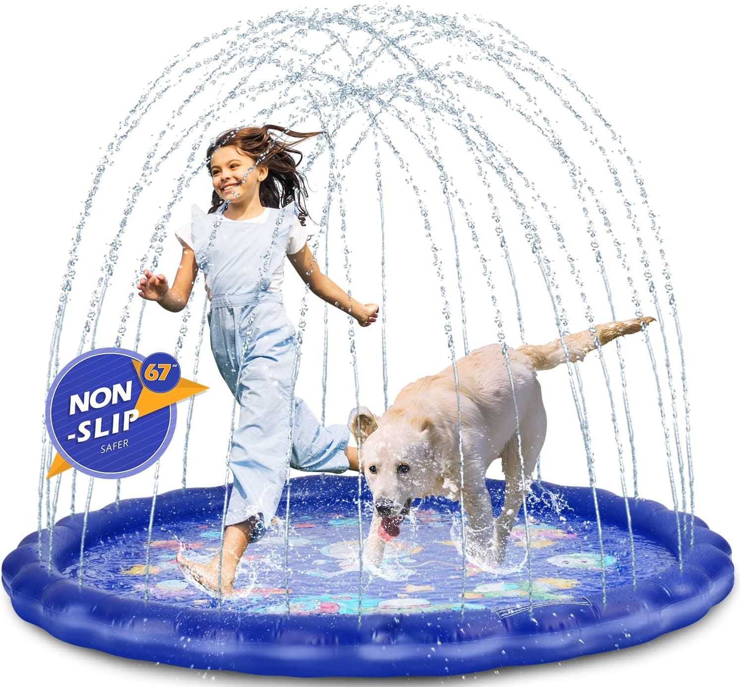 Desuccus Splash Pad, 3-in-1 Sprinkler for Kids Thickness Up to 0.28mm, Outdoor Water Toys Gifts for Toddlers 1-3, Baby Toddler Pool Toys, Boys Girls Dog Sprinkler Pool(Aviation)