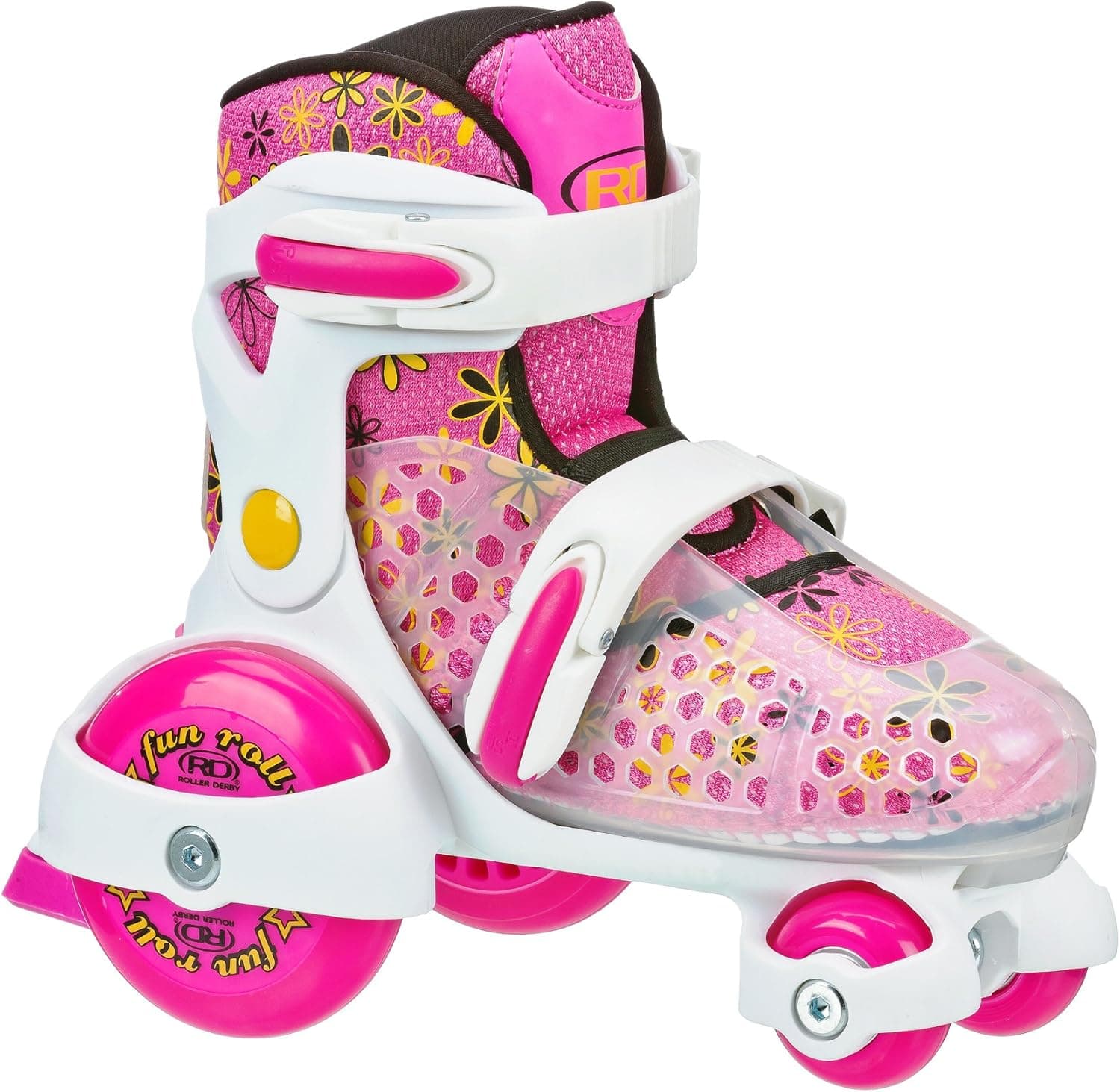 Roller Derby Girl's Fun Roll Adjustable Roller Skate, Medium(11-2)