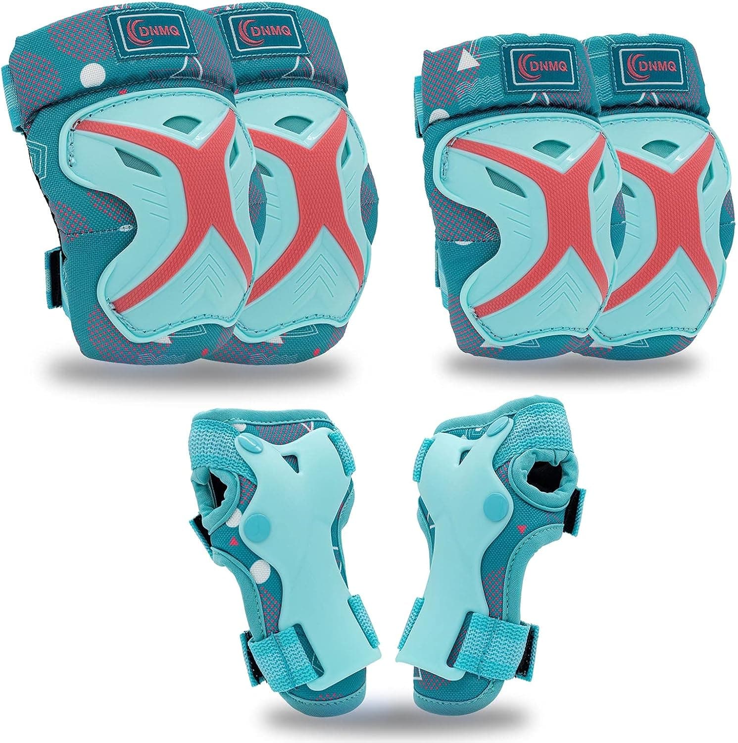 DNMQ Protective Gear Set for Kids with Elbow Pads Knee Pads and Wrist Guards Ajustable for Skateboarding Roller Skating Scootering Inline Skating Cycling Biking and Suit for Children from Age 3 to 12